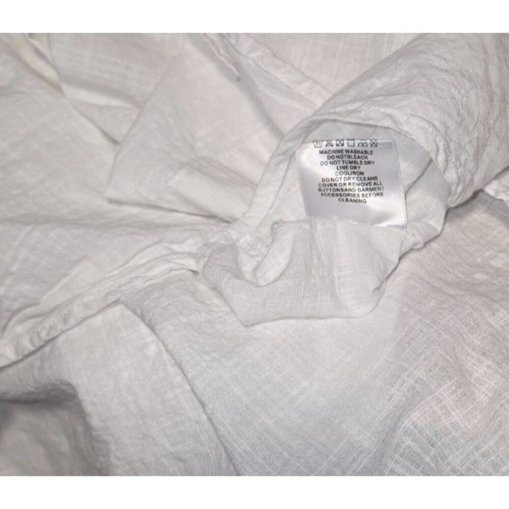 Valentino Made In Italy White Crochet Lace Overly Button Front S Linen/Cotton - Picture 3 of 10